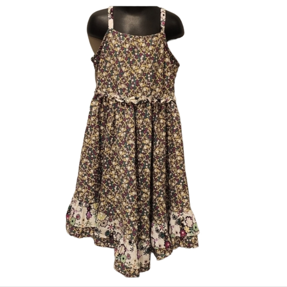 Hanna Andersson Floral Sundress in Brown, Cream, Yellow, Pink, Green